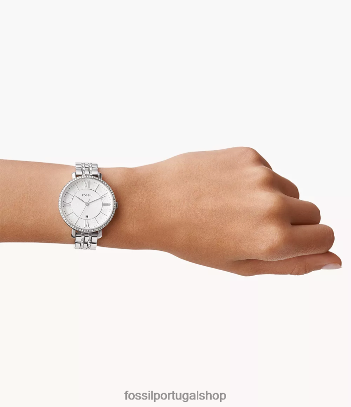 Fossil mulheres relógio jaqueline em aço inoxidável prata assistir 40NJ6Z71