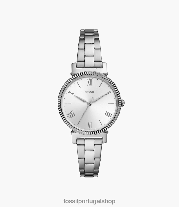 Fossil mulheres relógio margarida de três ponteiros em aço inoxidável tom prata assistir 40NJ6Z46