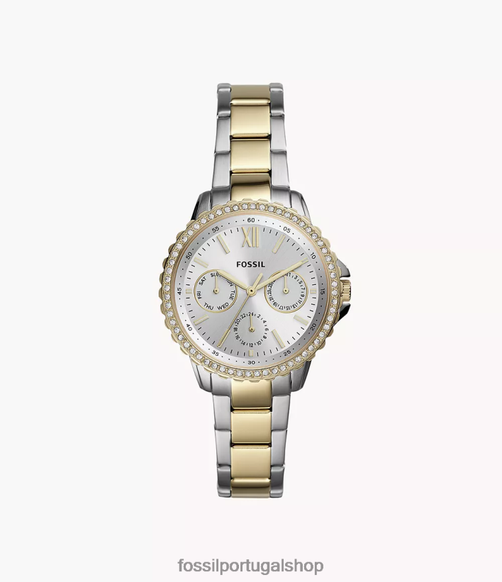 Fossil mulheres relógio multifuncional izzy em aço inoxidável dois tons assistir 40NJ6Z44