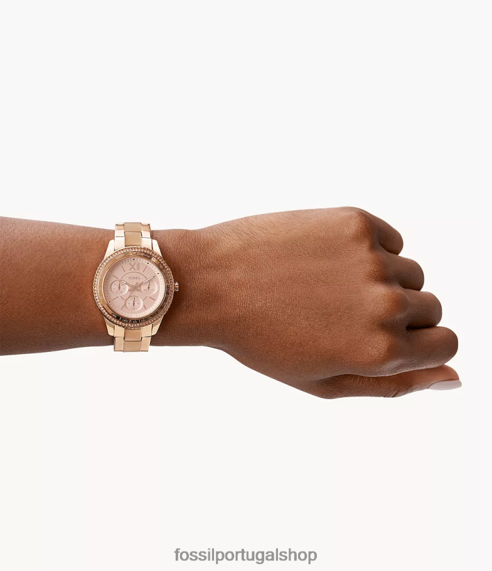 Fossil mulheres relógio stella sport multifuncional em aço inoxidável tom de ouro rosa assistir 40NJ6Z33
