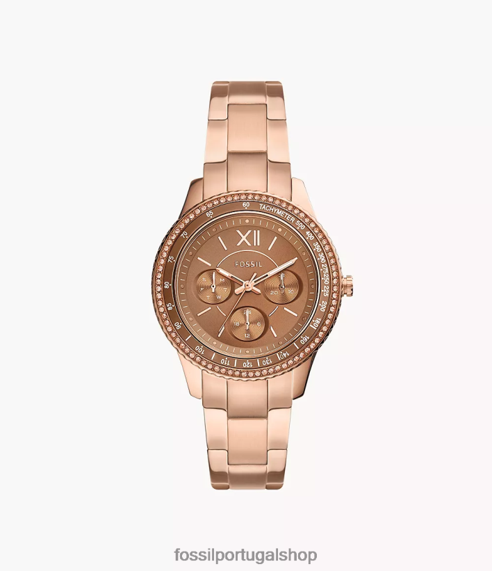 Fossil mulheres relógio stella sport multifuncional em aço inoxidável tom de ouro rosa assistir 40NJ6Z34