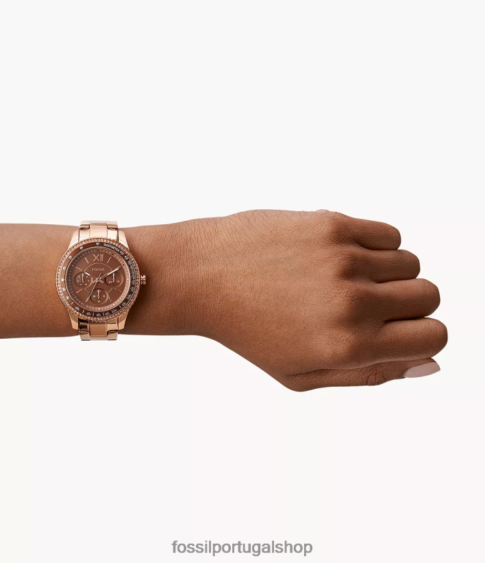 Fossil mulheres relógio stella sport multifuncional em aço inoxidável tom de ouro rosa assistir 40NJ6Z34