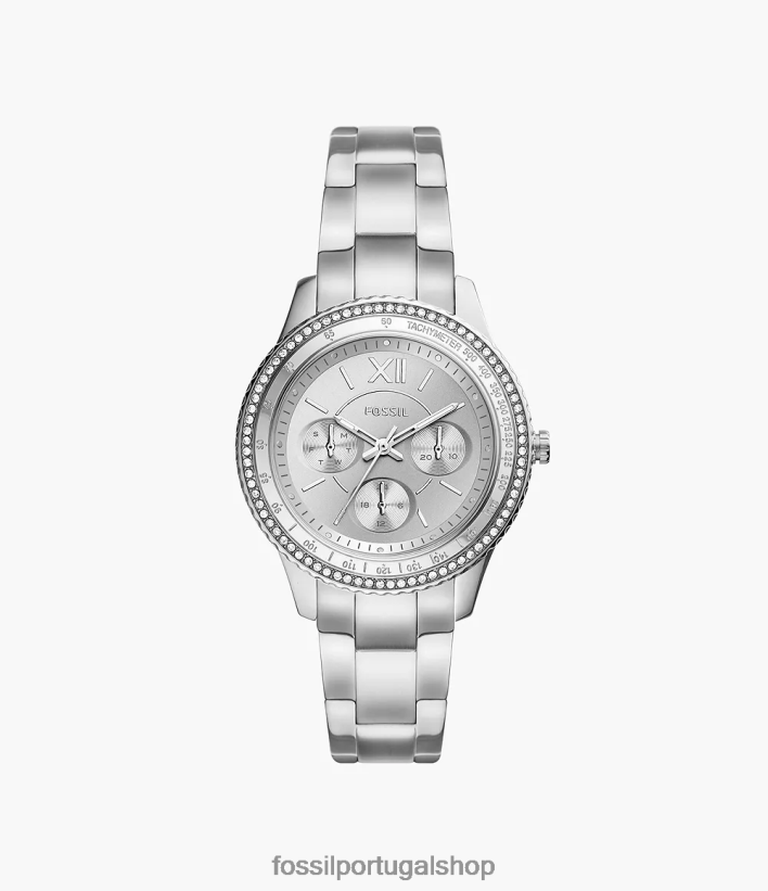 Fossil mulheres relógio stella sport multifuncional em aço inoxidável tom prata assistir 40NJ6Z36