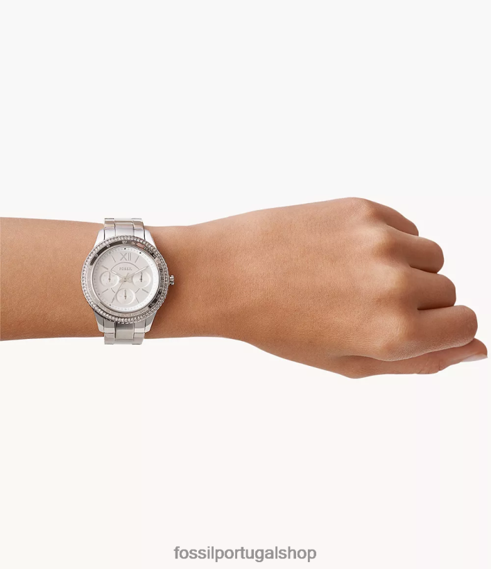 Fossil mulheres relógio stella sport multifuncional em aço inoxidável tom prata assistir 40NJ6Z36