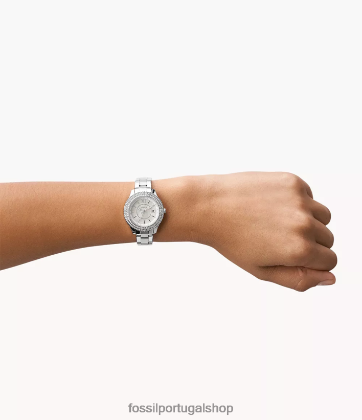 Fossil mulheres stella relógio de três ponteiros em aço inoxidável tom prata assistir 40NJ6Z31