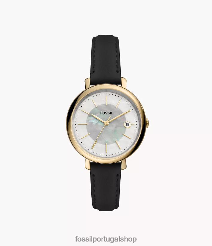 Fossil mulheres jacqueline relógio de couro litehide movido a energia solar preto assistir 40NJ6Z240