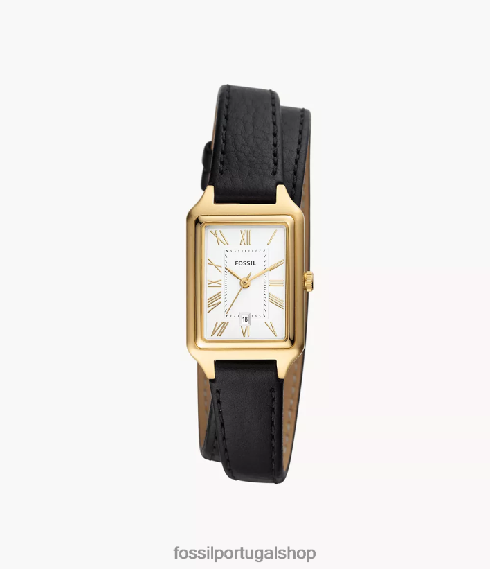 Fossil mulheres raquel relógio de couro litehide com data de três ponteiros preto assistir 40NJ6Z107