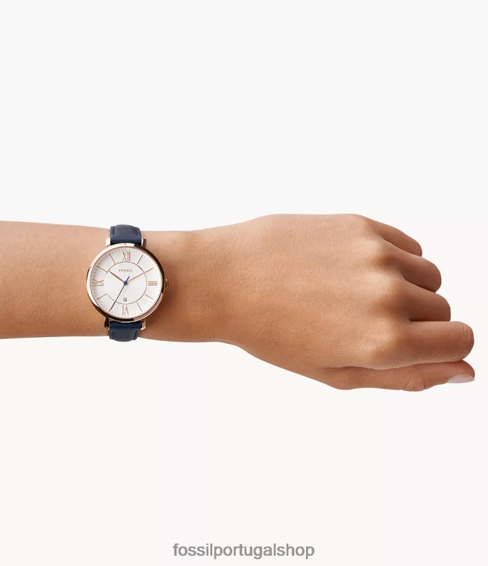 Fossil mulheres relógio jacqueline couro marinho azul assistir 40NJ6Z101