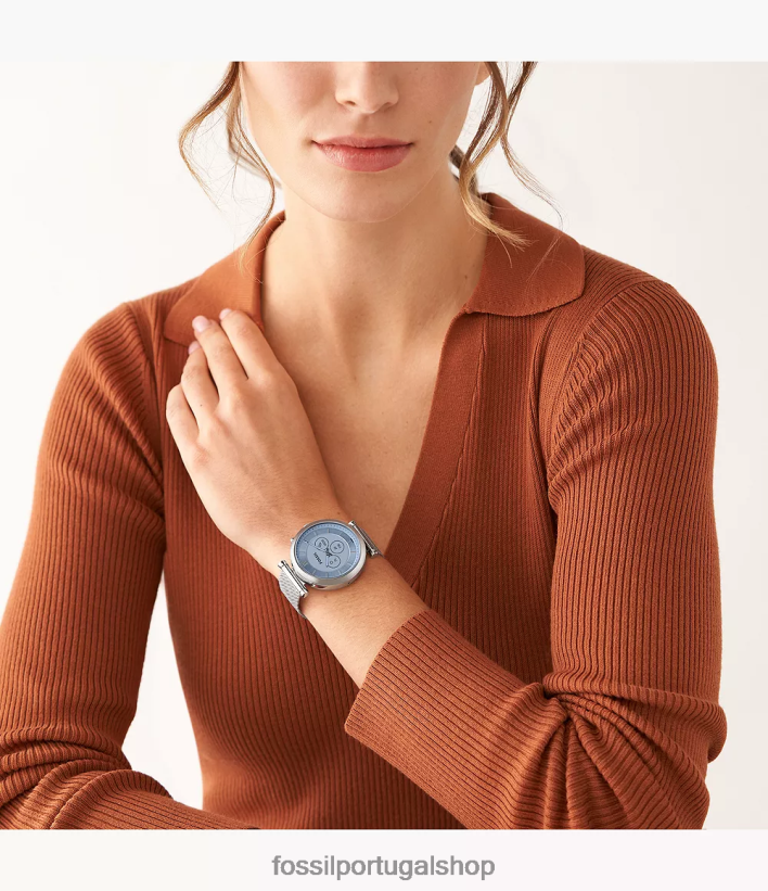 Fossil mulheres carlie gen 6 híbrido smartwatch malha de aço inoxidável prata assistir 40NJ6Z14