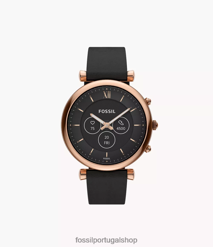 Fossil mulheres couro smartwatch híbrido carlie gen 6 preto assistir 40NJ6Z16