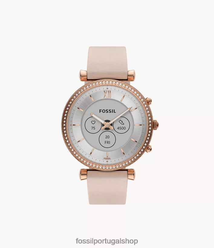 Fossil mulheres couro smartwatch híbrido carlie gen 6 rosa assistir 40NJ6Z15