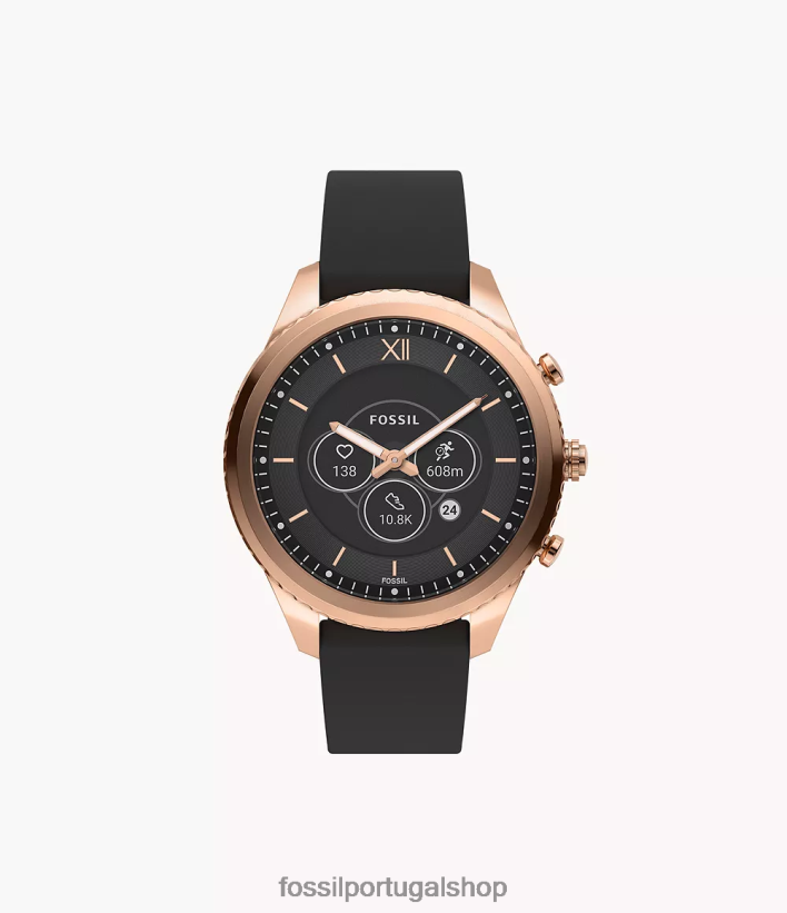 Fossil mulheres couro smartwatch híbrido stella gen 6 preto assistir 40NJ6Z18