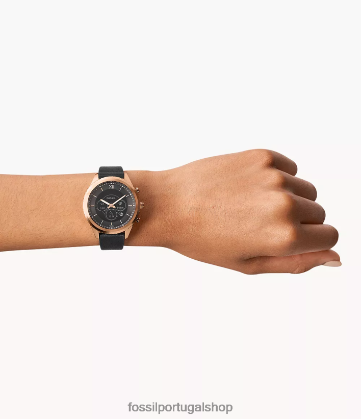 Fossil mulheres couro smartwatch híbrido stella gen 6 preto assistir 40NJ6Z18