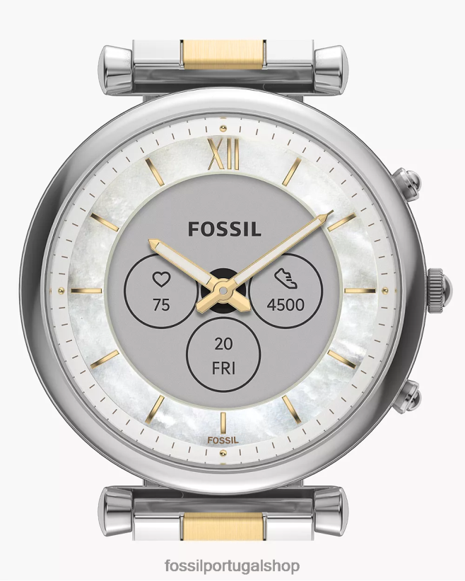 Fossil mulheres smartwatch híbrido carlie gen 6 em aço inoxidável dois tons assistir 40NJ6Z12