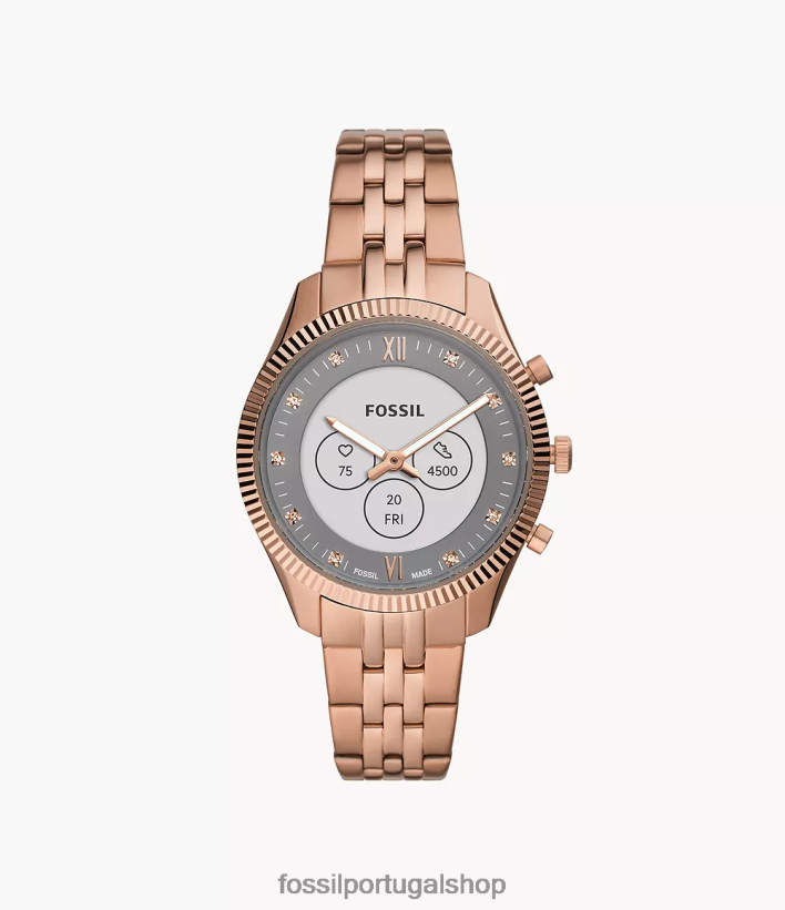 Fossil mulheres smartwatch híbrido hr scarlette aço inoxidável tom de ouro rosa assistir 40NJ6Z274