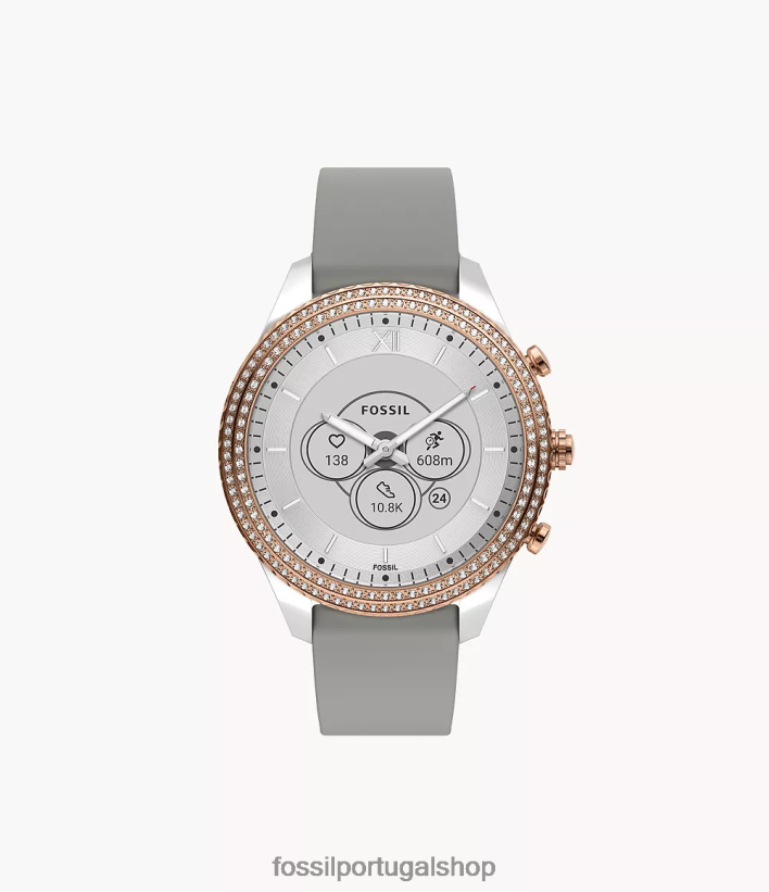 Fossil mulheres stella gen 6 híbrido smartwatch silicone cinza assistir 40NJ6Z256
