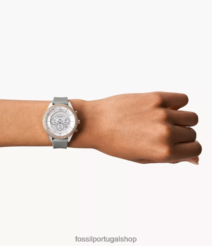 Fossil mulheres stella gen 6 híbrido smartwatch silicone cinza assistir 40NJ6Z256