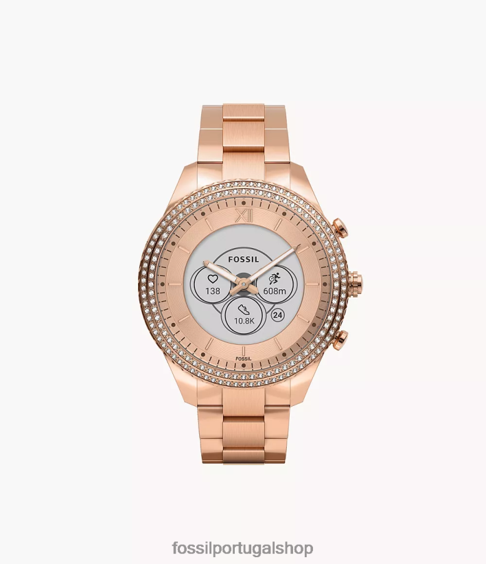 Fossil mulheres stella gen 6 smartwatch híbrido em aço inoxidável tom de ouro rosa assistir 40NJ6Z17