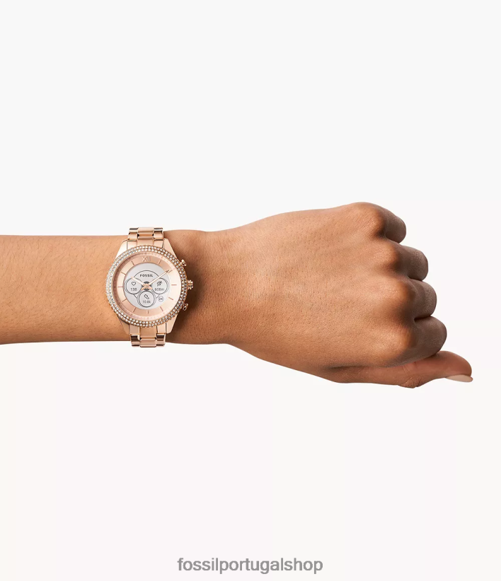 Fossil mulheres stella gen 6 smartwatch híbrido em aço inoxidável tom de ouro rosa assistir 40NJ6Z17